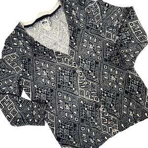 John Robshaw Lucky Brand 100% Cashmere‎ Cardigan Aztec Print Women's Medium* EUC